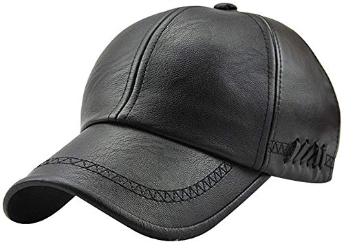 MINAKOLIFE Herren Retro Stil VE Leder Baseball Caps (Schwarz) von MINAKOLIFE