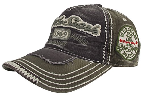 MINAKOLIFE Herren RockShark Kingston 1969 Jamaika Distressed Vintage Trucker- Baseball Kappe Hut (Grün) von MINAKOLIFE