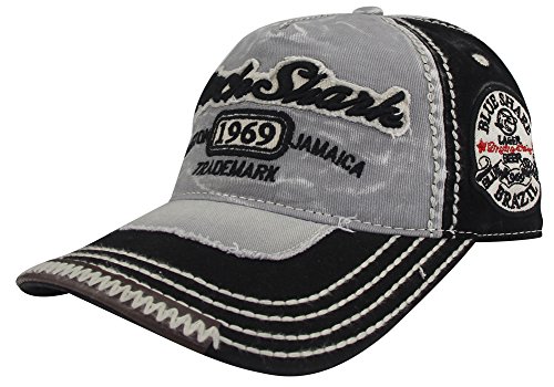 MINAKOLIFE Herren RockShark Kingston 1969 Jamaika Distressed Vintage Trucker- Baseball Kappe Hut (grau) von MINAKOLIFE