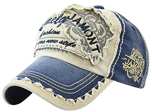 MINAKOLIFE Herren Vintage Distressed Washed Baumwolle verstellbare Baseballmütze Papa Hut (Blau) von Minakolife