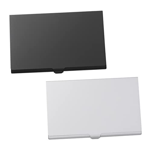 MINAOLULUS 2stücke Metalletui Für Businesstasche Namensschild-Halter Aus Aluminiumlegierung Kartenetui-Organizer Desktop-Box Schwarz Silber Je von MINAOLULUS