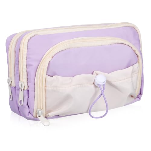 MINAOLULUS Mäppchen Kapazität Taschen Bleistift Aufbewahrungstasche Fall Multi Stifttasche mit Reißverschluss Bleistift-Organizer für den Schreibtisch Etui Weberei Violett von MINAOLULUS