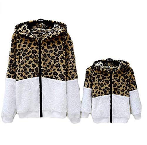 MINASAN Mama Tochter Fleece Sweatshirt Partnerlook Eltern Kind Damen Sweatshirt Kleidung Vater Kind Mutter Kind Klamotten Familienlook Für Langarm Match Familie Bluse Familien (Leopard, 2 Jahre) von MINASAN