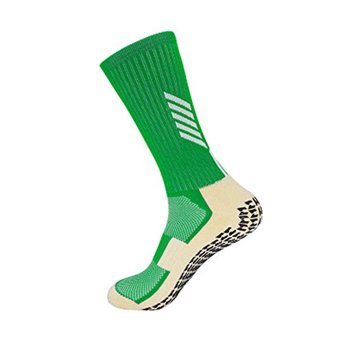 rutschfeste Fußball Socken Basketballsocken/Yoga Socken Noppen Sohle Damen & Herren Socken Anti Rutsch Sportsocken Grip Fußballsocken Tape Fussball Socken (Grün, Einheitsgröße) von MINASAN