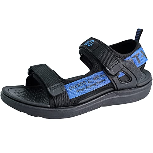 Kinder Sandalen Jungen Sommer Wasser Sommerschuhe Sandals für Boys Sport Outdoor Trekking Peeptoe Mit Klettverschluss Schwarz Blau 36 von Minbei