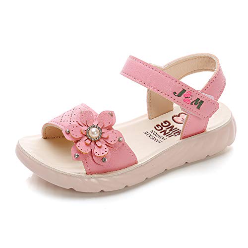 Minbei Kleinkind Baby Mädchen Sandalen Girls Sandals Sommerschuhe für Mädchen Sport Outdoor Peeptoe Mit Klettverschluss Dunkel Pink 31 CN = 30.5 EU von Minbei