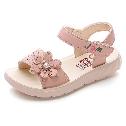 Minbei Kleinkind Baby Mädchen Sandalen Girls Sandals Sommerschuhe für Mädchen Sport Outdoor Peeptoe Mit Klettverschluss Hell Pink 32 CN = 31 EU von Minbei