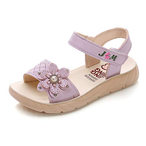 Minbei Kleinkind Baby Mädchen Sandalen Girls Sandals Sommerschuhe für Mädchen Sport Outdoor Peeptoe Mit Klettverschluss Violett Pink 33 CN = 32 EU von Minbei