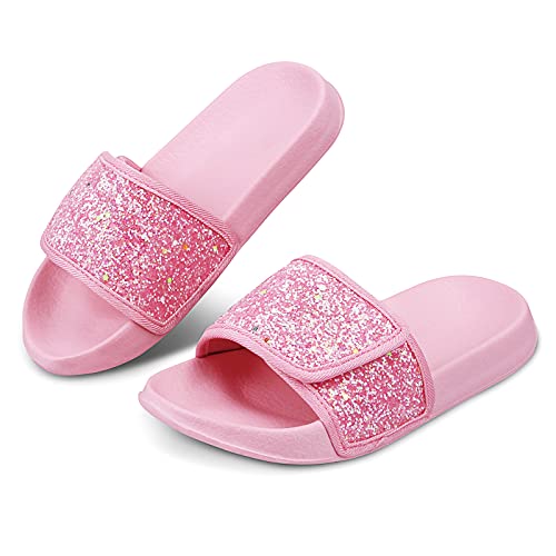 Minbei Mädchen Badelatschen Kinder Badeschlappen Sommer Hausschuh Flache Strand Slippers rutschfest Dusch Badeschuhe, Rosa, 30 EU von Minbei