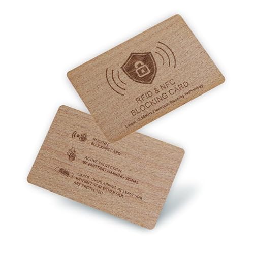 MINDRFID RFID-blockierende Holzkarte, kontaktloser Signaltresor, Kreditkartenschutz, Ausweis, Geldautomaten, Brieftasche, Schutz, Kartenblocker, 2 Stück MINDRFID RFID-blockierende Holzkarte, kontaktloser Signaltresor, Kreditkartenschutz, Ausweis, Geldautomaten, Brieftasche, Schutz, Kartenblocker, 2 Stück von MINDRFID