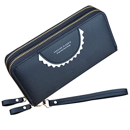 MINGHOO Damen Geldbörse Damen Doppeltem Reißverschluss Geldbörse PU Leder Telefon Geldbörse Frauen Große Kapazität Clutch Portemonnaie Bringen Mehreren Kartensteckplätzen Armband Geldbörse von MINGHOO