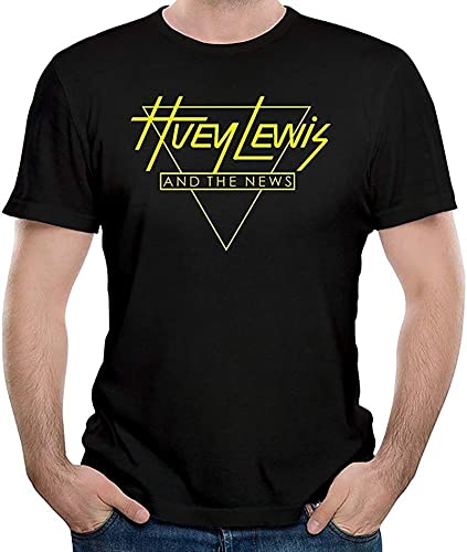 Men's Huey Lewis and The News American Rock Band Round Neck T-Shirt XL Black von MINGLING