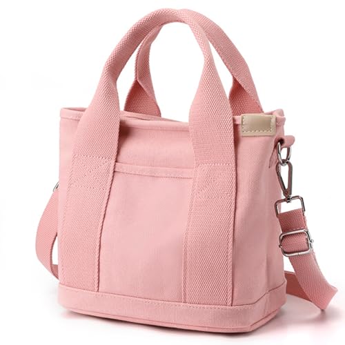 MINGRI Canvas-Tragetasche für Damen, kleine Tragetasche mit Reißverschluss, Canvas, Crossbody-Tasche, alles mit Fächern, B2-pink-with Strap, Small, Umhängetasche MINGRI Canvas-Tragetasche für Damen, kleine Tragetasche mit Reißverschluss, Canvas, Crossbody-Tasche, alles mit Fächern, B2-pink-with Strap, Small, Umhängetasche von MINGRI