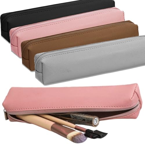 MINGZE 4 Stück Leinwand Stift Federmäppchen Stiftemappe stiftemäppchen Griffelmappe, Briefpapier-Beutel-kosmetischen Taschen Einfarbig von MINGZE