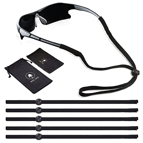 Mini Tree Brillenband Sport Brillenkordel Herren Brillenkette Damen Anti-Rutsch Brillenschnur Eyewear Cords Strap für Sportbrillen, Sonnenbrillen, Lesebrillen, Schutzbrille- Set aus 5 Stück (Schwarz) von Mini Tree