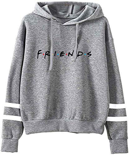 MINIDORA Kapuzenpullover Friends Print für Damen Sweatshirt Lange Ärmel Pullover Trendiges Geschenk für Freunde S,Grau von MINIDORA