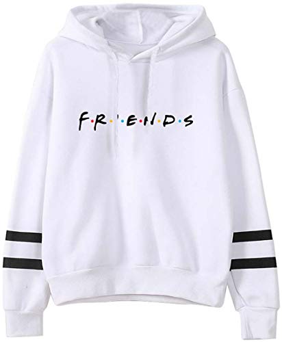 MINIDORA Kapuzenpullover Friends Print für Damen Sweatshirt Lange Ärmel Pullover Trendiges Geschenk für Freunde XXL,Weiß von MINIDORA