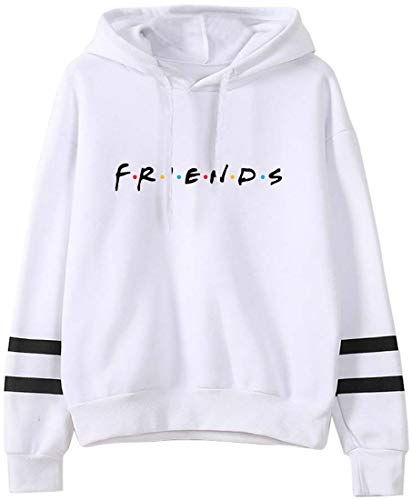 MINIDORA Kapuzenpullover Friends Print für Damen Sweatshirt Lange Ärmel Pullover Trendiges Geschenk für Freunde M,Weiß von MINIDORA