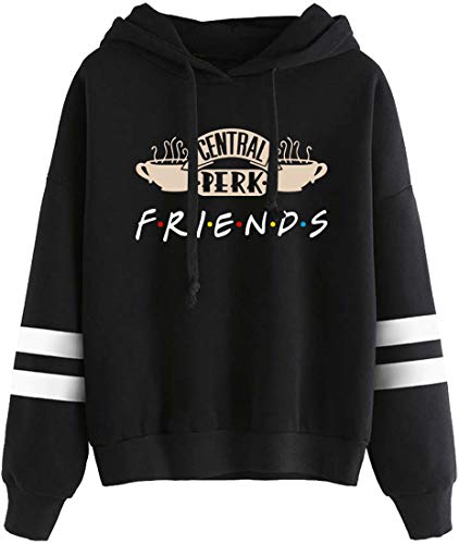 MINIDORA Kapuzenpullover Friends Print für Damen Sweatshirt Lange Ärmel Pullover Trendiges Geschenk für Freunde XXL,1Schwarz Kaffee von MINIDORA