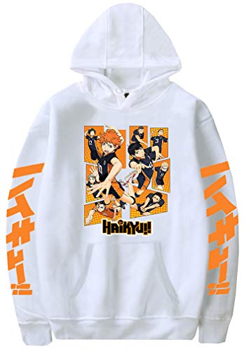 MINIDORA Herren Hoodie Karasuno High School Volleyball Junior Sweatshirt(S,Weiß A47822) von MINIDORA