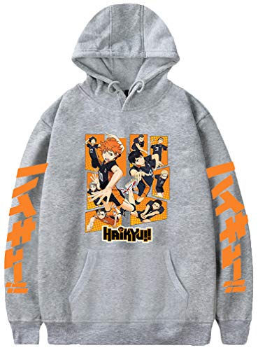 MINIDORA Herren Hoodie Karasuno High School Volleyball Junior Sweatshirt(L,Grau A47822) von MINIDORA