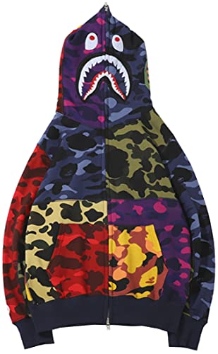 MINIDORA Kapuzen-Sweatshirt für Herren Kapuzen- und Reißverschlussjacke Glatter Stoff mit Bedruckter XL,Farbig von MINIDORA
