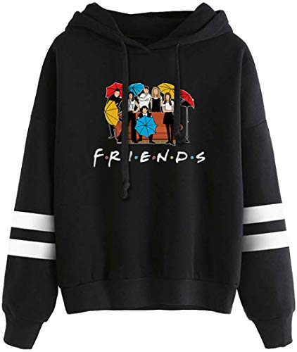 MINIDORA Kapuzenpullover Friends Print für Damen Sweatshirt Lange Ärmel Pullover Trendiges Geschenk für Freunde L,1Schwarz 656 von MINIDORA