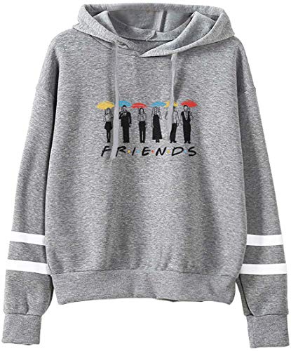 MINIDORA Kapuzenpullover Friends Print für Damen Sweatshirt Lange Ärmel Pullover Trendiges Geschenk für Freunde L,Grau 772 von MINIDORA