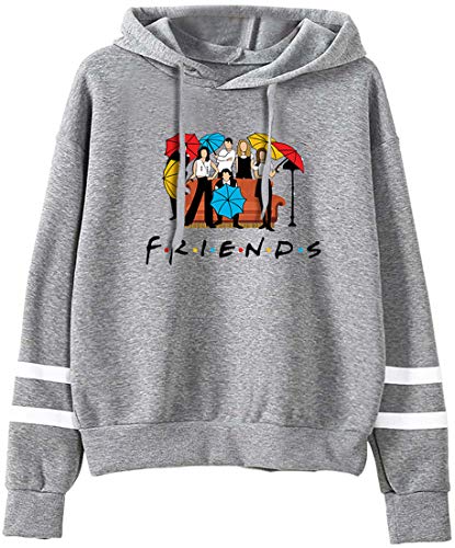 MINIDORA Kapuzenpullover Friends Print für Damen Sweatshirt Lange Ärmel Pullover Trendiges Geschenk für Freunde M,Grau 656 von MINIDORA