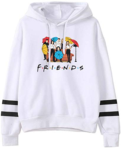 MINIDORA Kapuzenpullover Friends Print für Damen Sweatshirt Lange Ärmel Pullover Trendiges Geschenk für Freunde M,Weiß 656 von MINIDORA