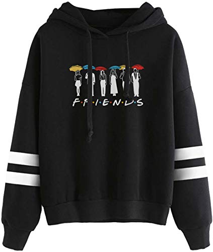 MINIDORA Kapuzenpullover Friends Print für Damen Sweatshirt Lange Ärmel Pullover Trendiges Geschenk für Freunde S,1Schwarz 772 von MINIDORA