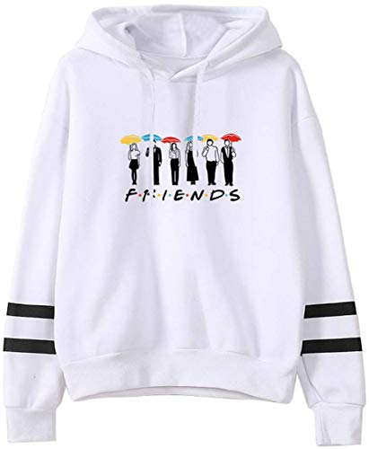 MINIDORA Kapuzenpullover Friends Print für Damen Sweatshirt Lange Ärmel Pullover Trendiges Geschenk für Freunde S,Weiß 772 von MINIDORA