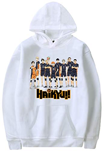 MINIDORA Herren Hoodie Karasuno High School Volleyball Junior Sweatshirt(M,Weiß A47814) von MINIDORA