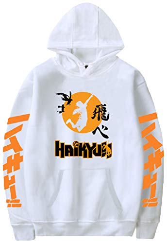 MINIDORA Herren Hoodie Karasuno High School Volleyball Junior Sweatshirt(M,Weiß A48797) von MINIDORA