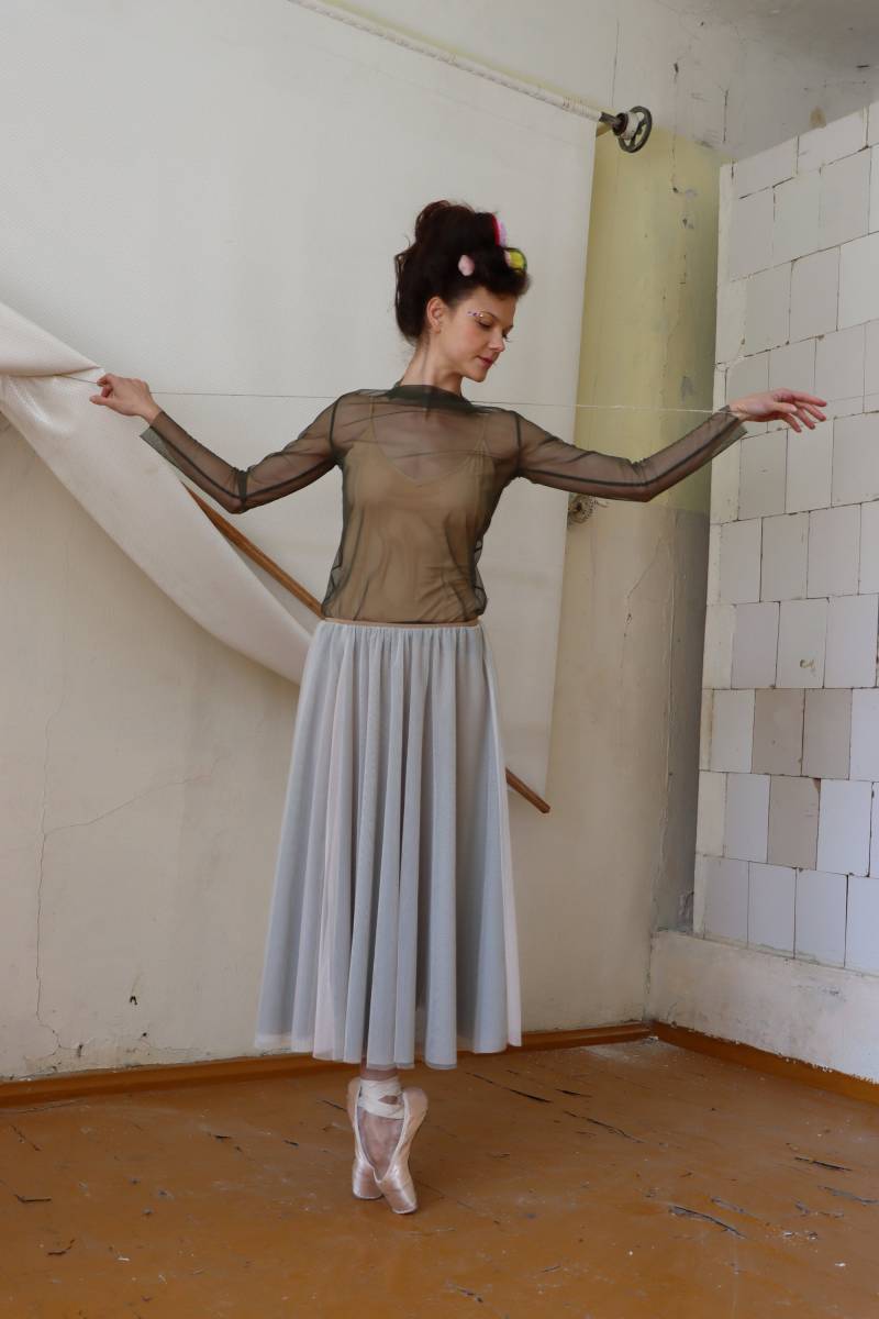 Langer Tüllrock Aus Recyceltem Material | Grüner Lagen Rock Für Ballett & Performance von MINIMISMI