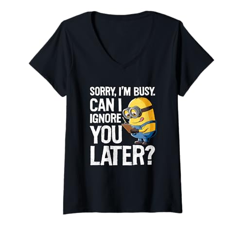 Damen Despicable Me Save Sorry I'm Busy Can I Ignore You Later T-Shirt mit V-Ausschnitt von MINIONS