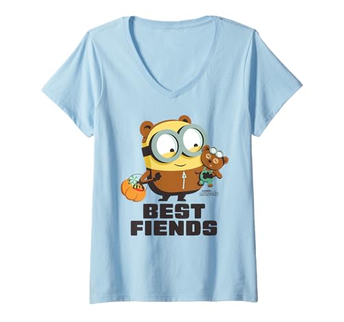 Damen Minions Best Fiends Bob and Tim T-Shirt mit V-Ausschnitt von MINIONS