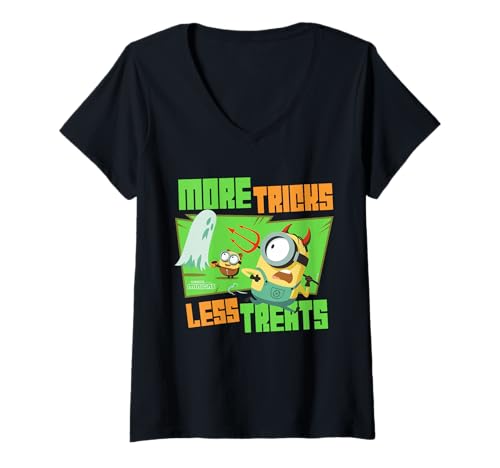 Damen Minions More Tricks Less Treats T-Shirt mit V-Ausschnitt von MINIONS