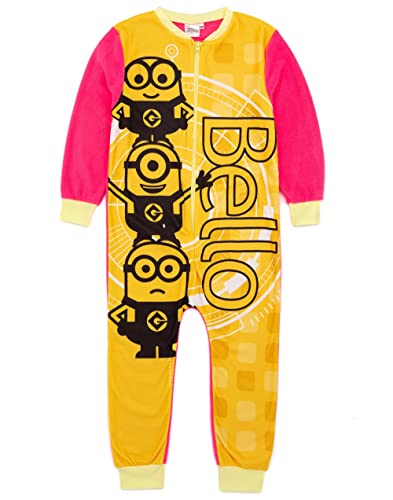 MINIONS Animation Mädchen Gelber Einteiler | All-in-One-Fleece-Loungewear | Bello | Kinder-Pyjama-Pyjama-Schlafanzug-Nachtwäsche | Gemütliche Geschenkartikel – 3–4 Jahre von MINIONS