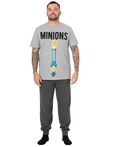 MINIONS Animation Herren Pyjama | Character Lounge Hose und T-Shirt Grau Pyjama-Set | Nachtwäsche Geschenke für Ihn Fanartikel von MINIONS