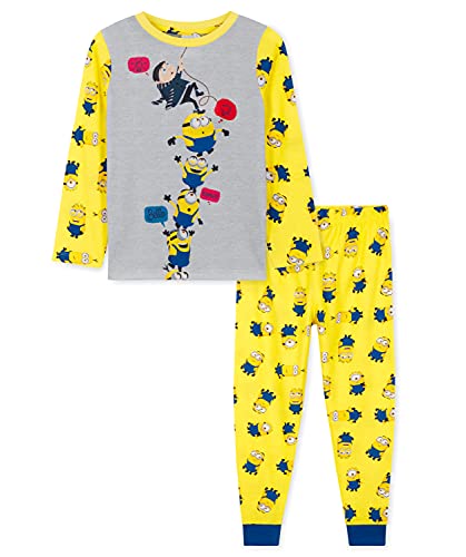 MINIONS Jungen Pyjama, Kinder PJs 2 bis 14 Jahre, Langarm Jungen Pyjama-Sets, grau/gelb, 104 von MINIONS