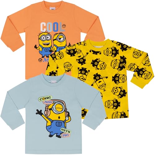 MINIONS Langärmeliges T-Shirt aus 100 % gekämmter Baumwolle, 3er-Pack, mehrfarbig, 5-6 Jahre MINIONS Langärmeliges T-Shirt aus 100 % gekämmter Baumwolle, 3er-Pack, mehrfarbig, 5-6 Jahre von MINIONS