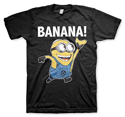 MINIONS Offizielles Lizenzprodukt Banana! Herren T-Shirt (Schwarz), L von MINIONS