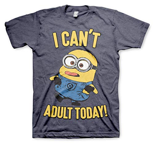 MINIONS Offizielles Lizenzprodukt I Can't Adult Today Herren T-Shirt (Marineblau-Heather), M von MINIONS