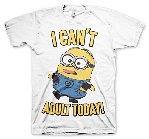 MINIONS Offizielles Lizenzprodukt I Can't Adult Today Herren T-Shirt (Weiß), S von MINIONS