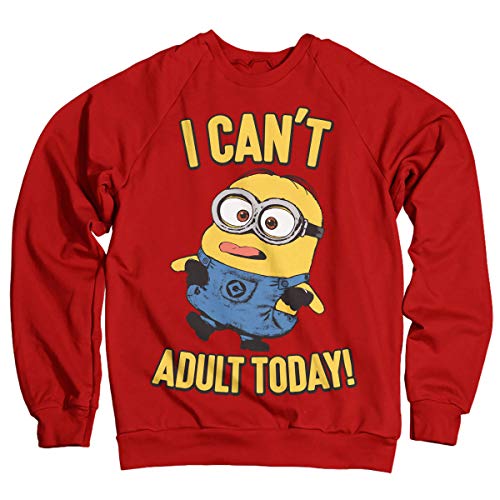 MINIONS Offizielles Lizenzprodukt I Can't Adult Today Sweatshirt (Rot), L von MINIONS