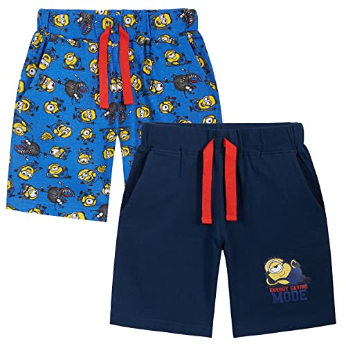 MINIONS Shorts Jungen Pyjama Hose, Kurze Hosen Jungen 2er Pack (11-12 Jahre, Dunkelblau) von MINIONS