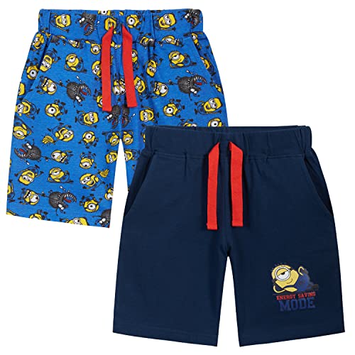 MINIONS Shorts Jungen Pyjama Hose, Kurze Hosen Jungen 2er Pack (13-14 Jahre, Dunkelblau) von MINIONS