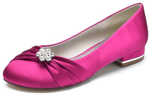 MINITOO Bequem Prom Flache Schuhe Damen Mädchen Schlüpfen Hochzeits Pumps Flacheschuhe mit Knoten MY207 Rosa EU 41 von MINITOO