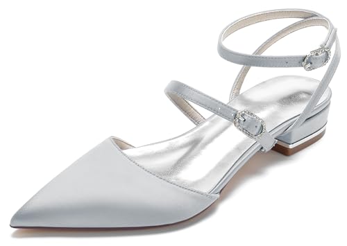 MINITOO Blockabsatz Hochzeits Flache Schuhe fur Mädchen Damen Slingback Abend Pumps MY185 Silber EU 42 von MINITOO